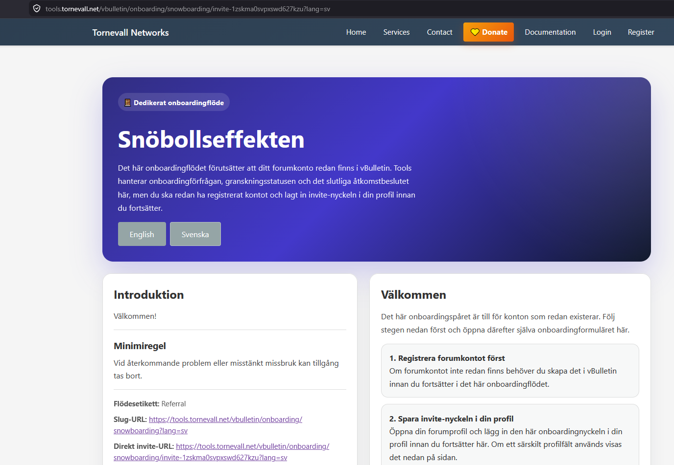 Snöbollseffekten onboarding page